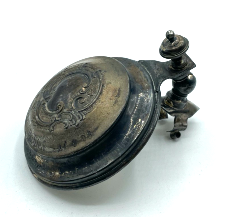 Antik loser echt Silber Deckel für Bierkrug um 1900 zum Rekruten Abschied 19085