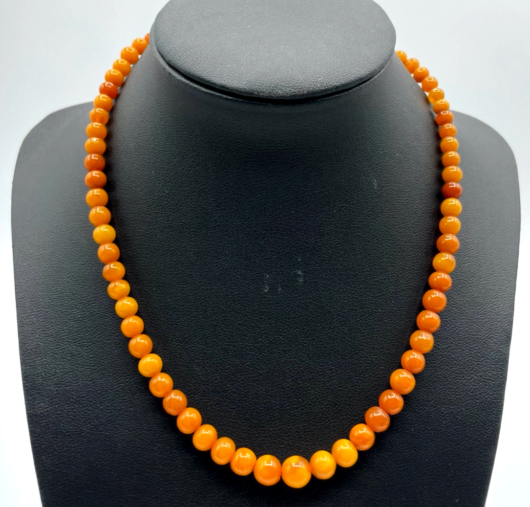 Antik elegante Butterscotch Bernstein Amber Kette Golddouble Ø 7,5 mm im Verlauf0