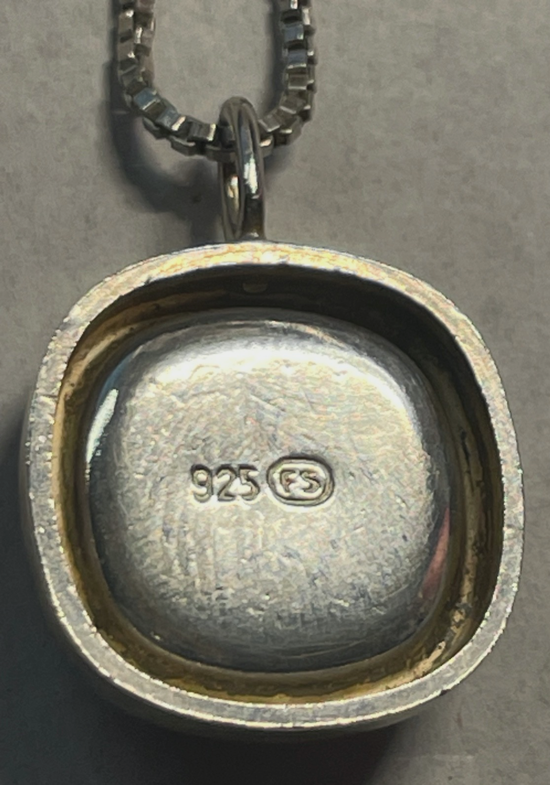 Vintage FS Franz Scheurle Karneol Cabochon Anhänger 925 Silber an Silberkette7