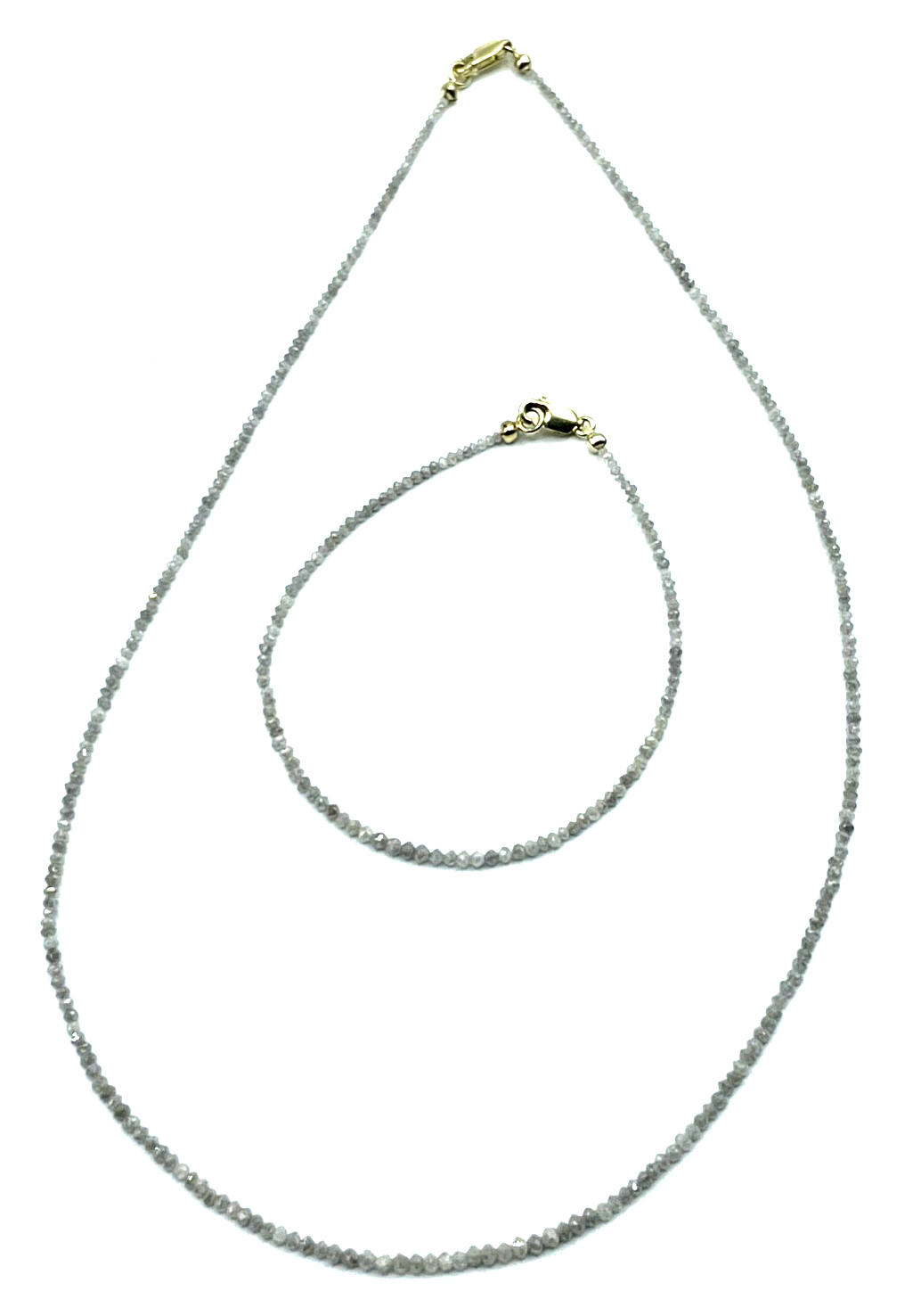 Set Armband + Kette natürlicher Diamant facettiert 375 Gold Karabiner neuwertig0