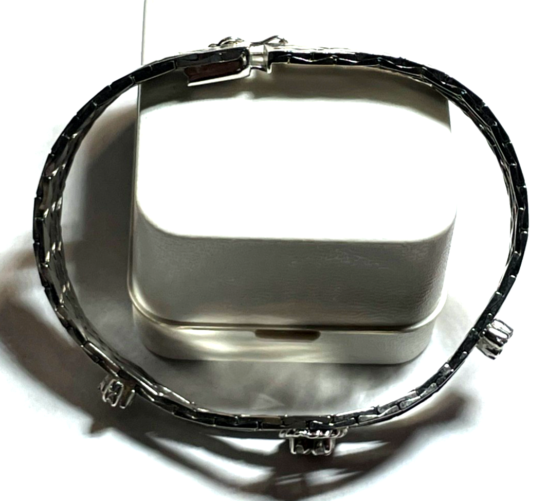 Vintage elegantes 800 Silber Armband mit 12 x Weißtopas L 19 cm B 15 mm18