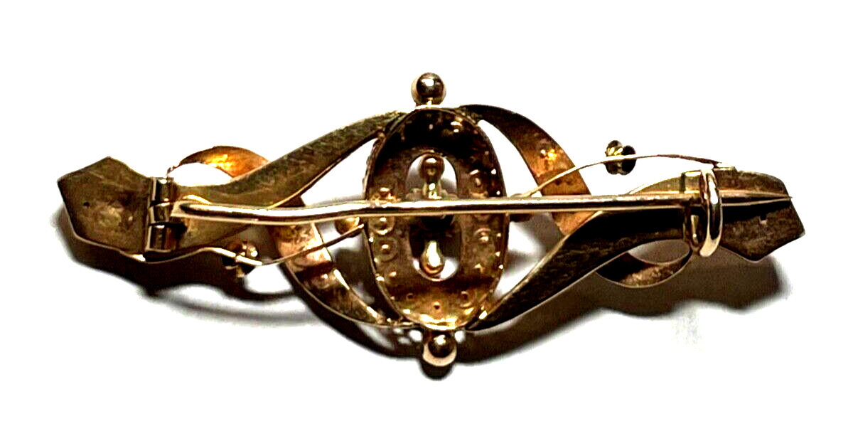 Antik edle 585 Gold 14 K Brosche Saphir Orientperlen Historismus Saatperlen5