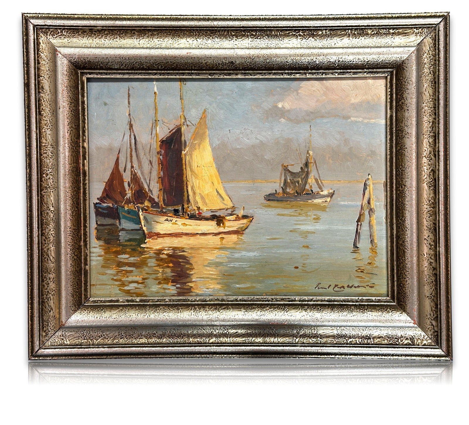 Paul Ernst Wilke 1894–1972 - Ölbild "Auf der Unterweser" -  Segelboote - gerahmt0