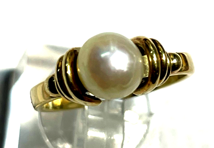 Solider Klassiker 585 Gold 14 K Ring 17,5 mm RG 55 Natur Perle Juwelier 4,25 Gr.1