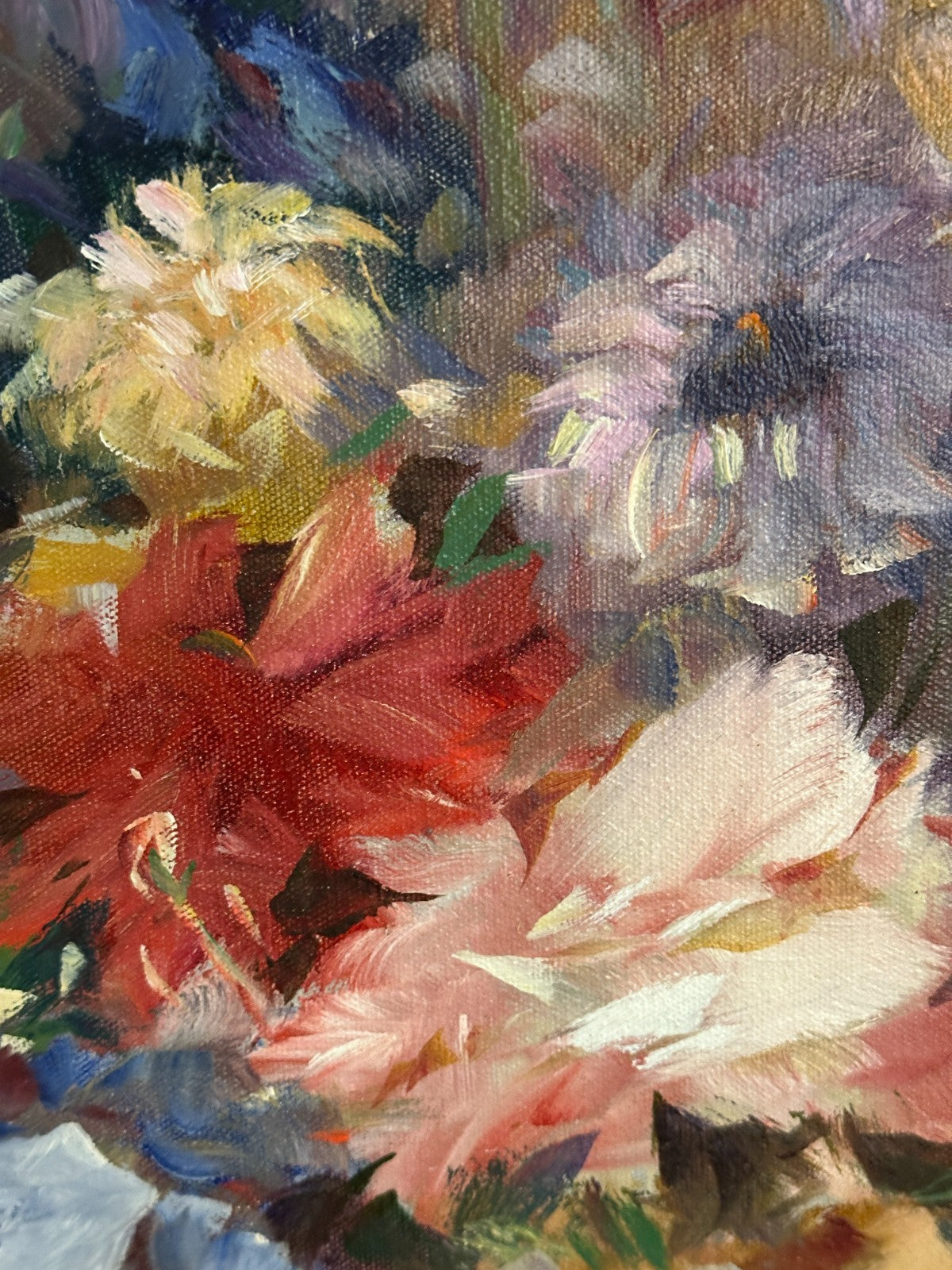 Roger San Miguel - Impressionismus Blumenstrauß - Öl auf Leinwand - signiert5