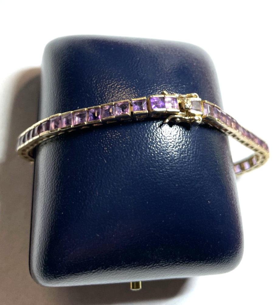 925 Silber Harry Ivens Tennisarmband mit Tansanit L 18 cm B 3 mm sehr gepflegt1