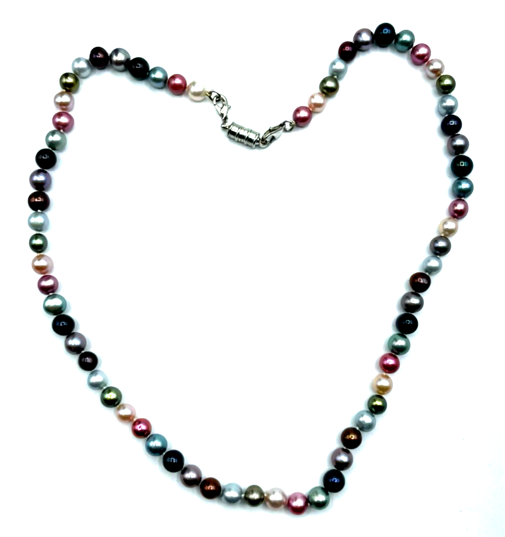 top gepflegt bunte SWZ Perlen Kette 925 Silber Karabiner L 50 cm Ø 6-7 mm Magnet3