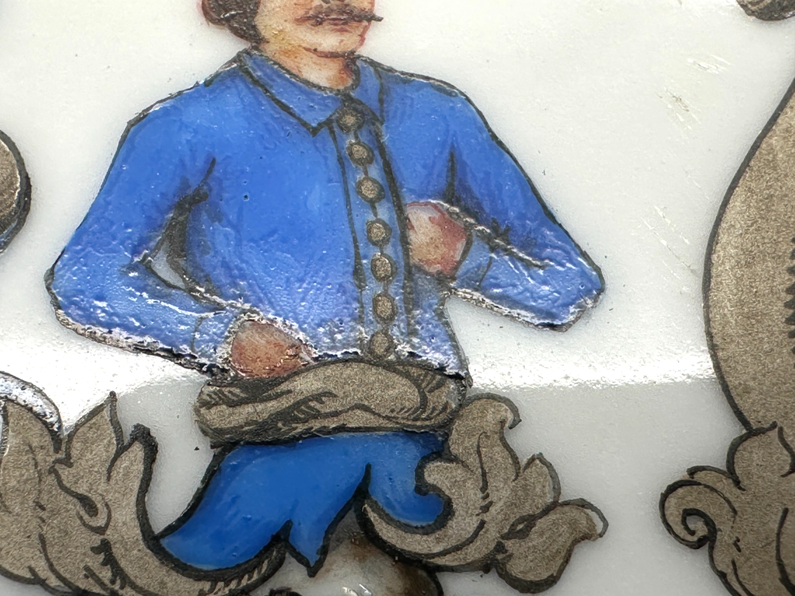 Studentika - Doppelwappen und Porträt - handbemalt um 1900 – Corps / Verbindung6