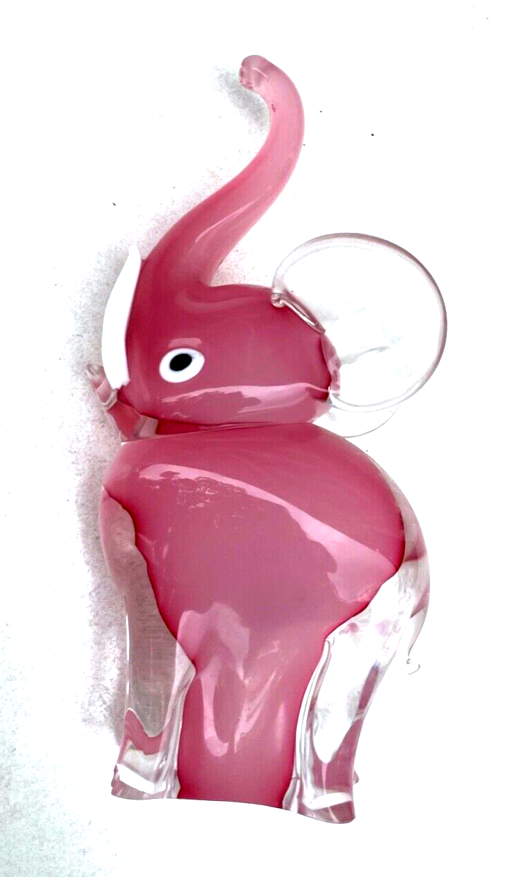 Midcentury Murano Glas Elefant Glasfigur H 24,5 cm groß pretty in pink 70erJ6