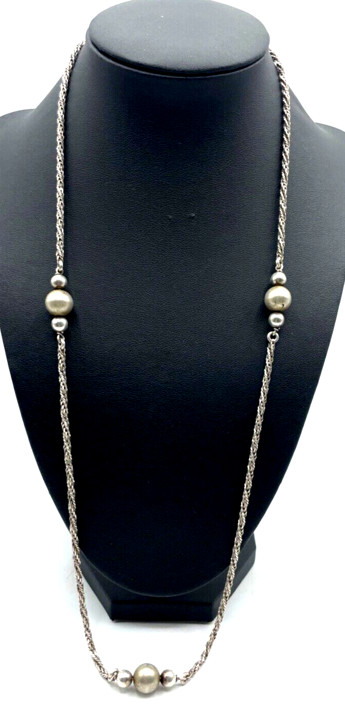 Vintage 800 Silber Kette gedreht + Kugel Design Italy 70erJ L 65 cm 20 Gramm0