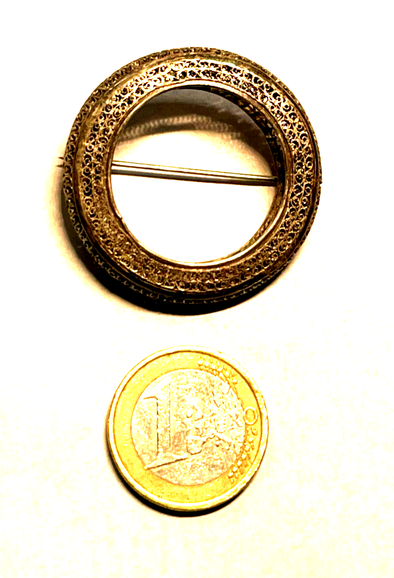 Antik edle Sterling Filigransilber Brosche Anstecknadel feinste Handarbeit3