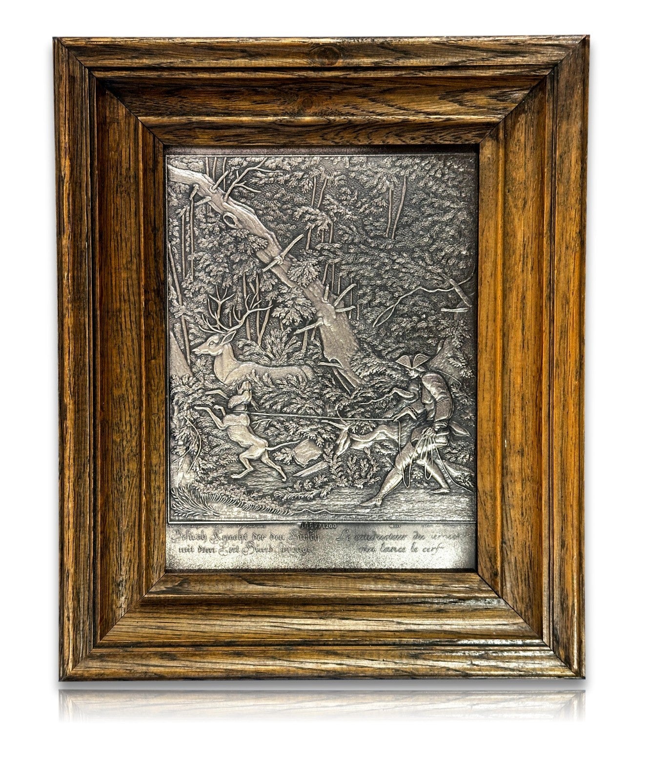 Silberrelief - Jagdszene J. E. Ridinger – Feinsilber 999 – limitiert 87/12000