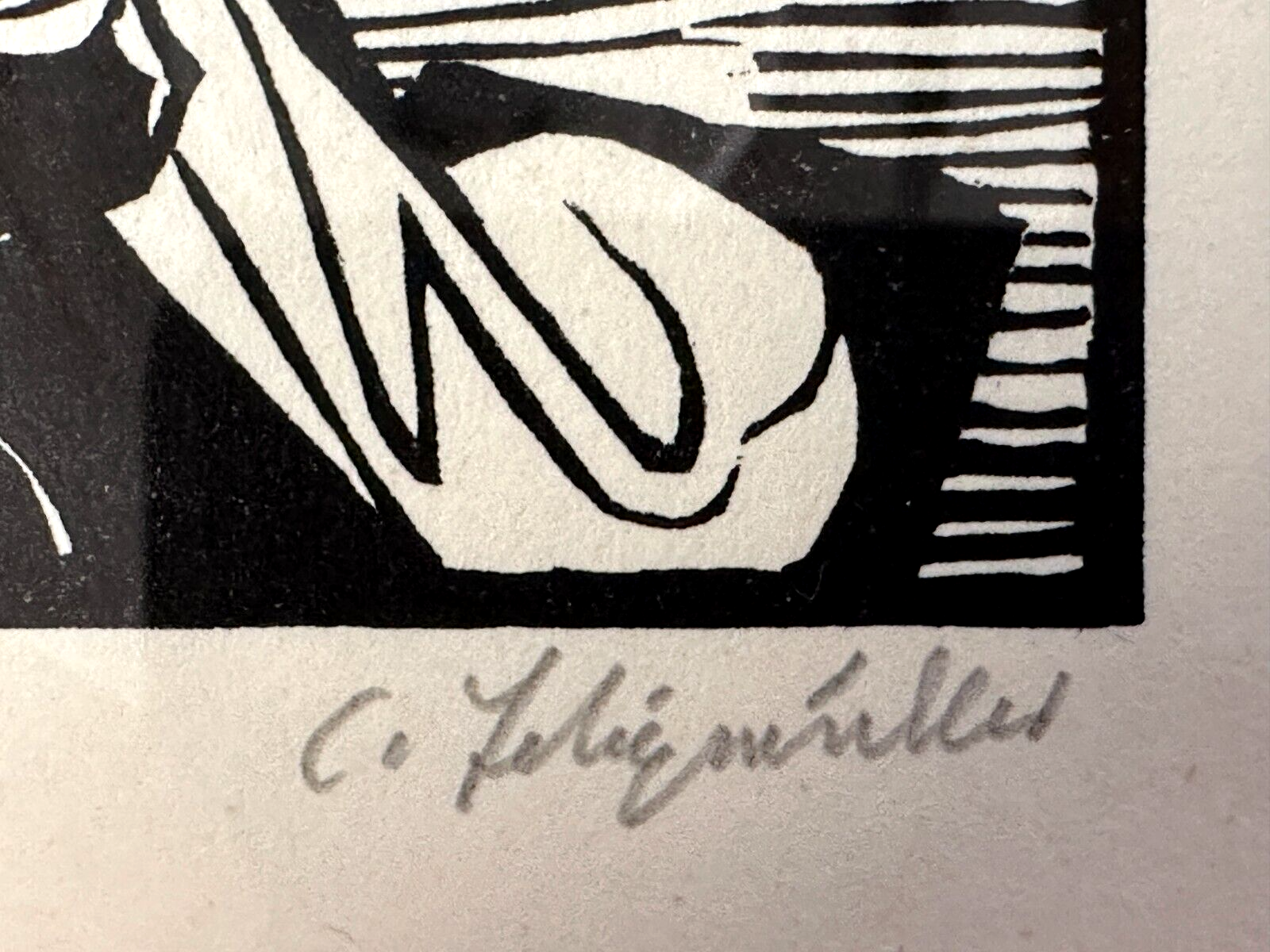 Conrad Felixmüller - Holzschnitt Woodcut - 'Krankenhaus im Garten' 1949 - Sign.8