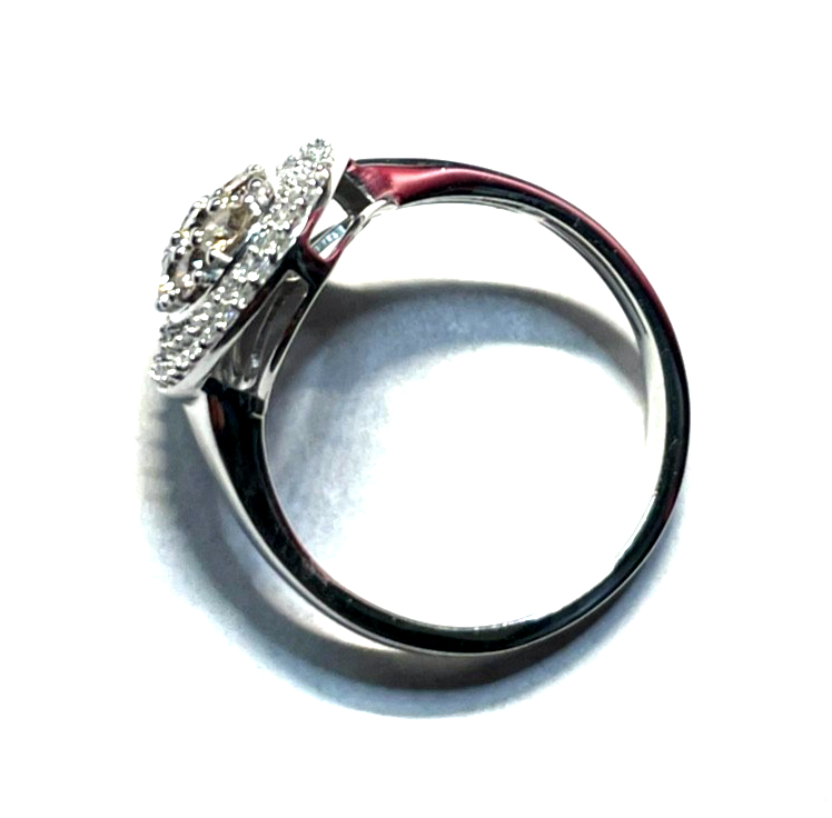 585 Gold 14 K Weißgold Entourage Ring Brillanten 2 farbig Ø 17,8 mm RG 56 gepfl.7