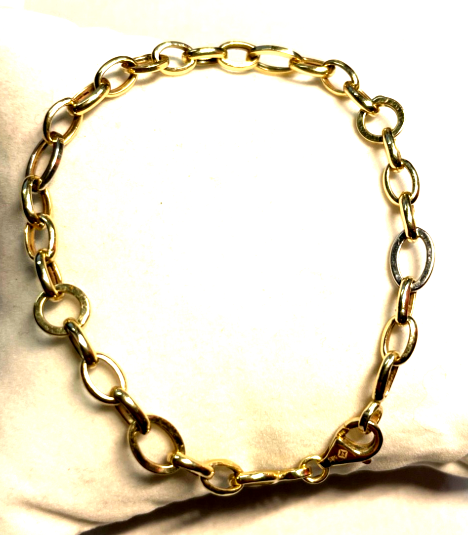 585 Gold 14 K Gold Armband Armkette Bettelarmband bicolor L 20 cm B 6 mm6