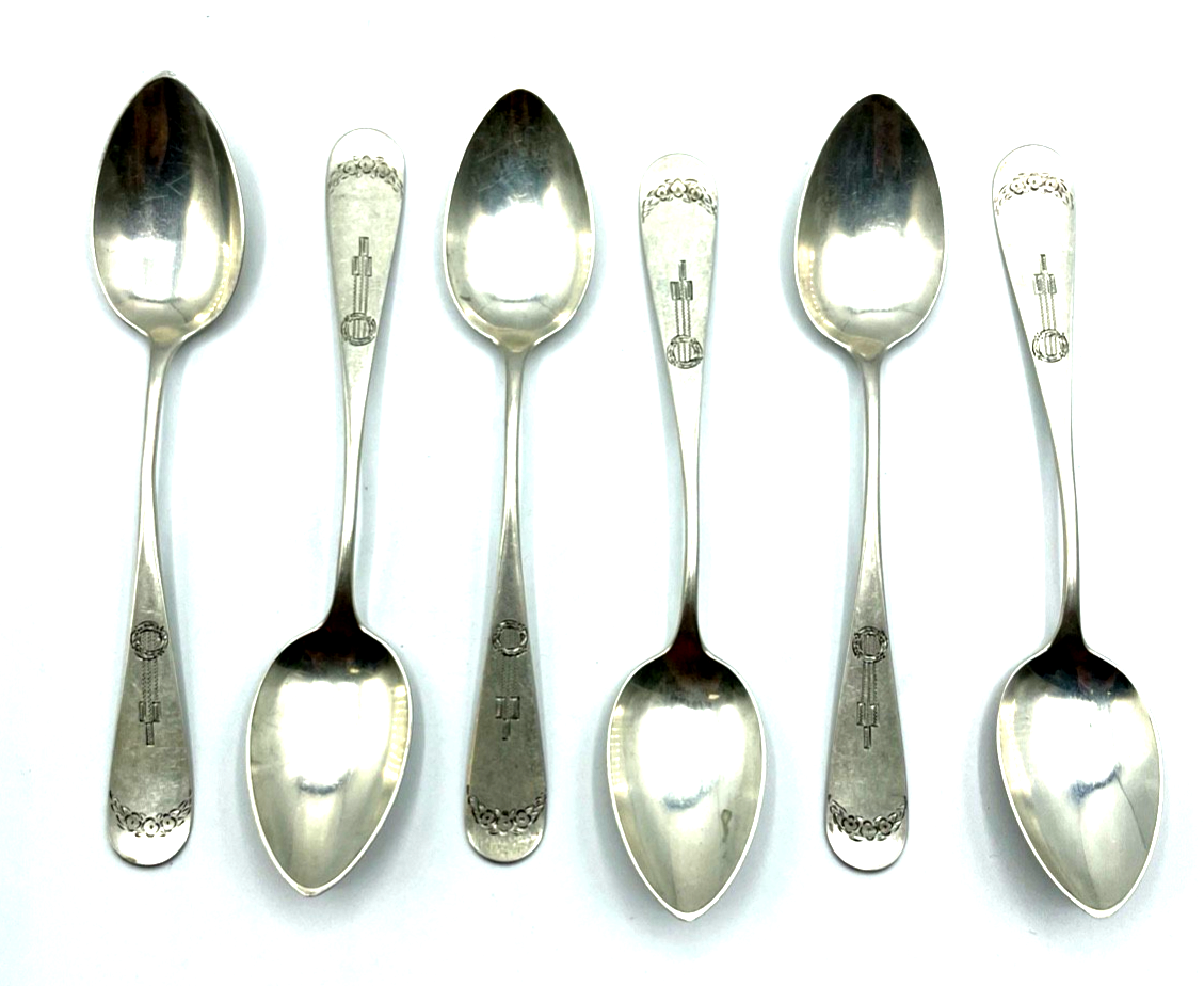Antik M. Hoffmann 800 Silber Kaffeelöffel Teelöffel Set 6 Stück Jugendstil Dekor2