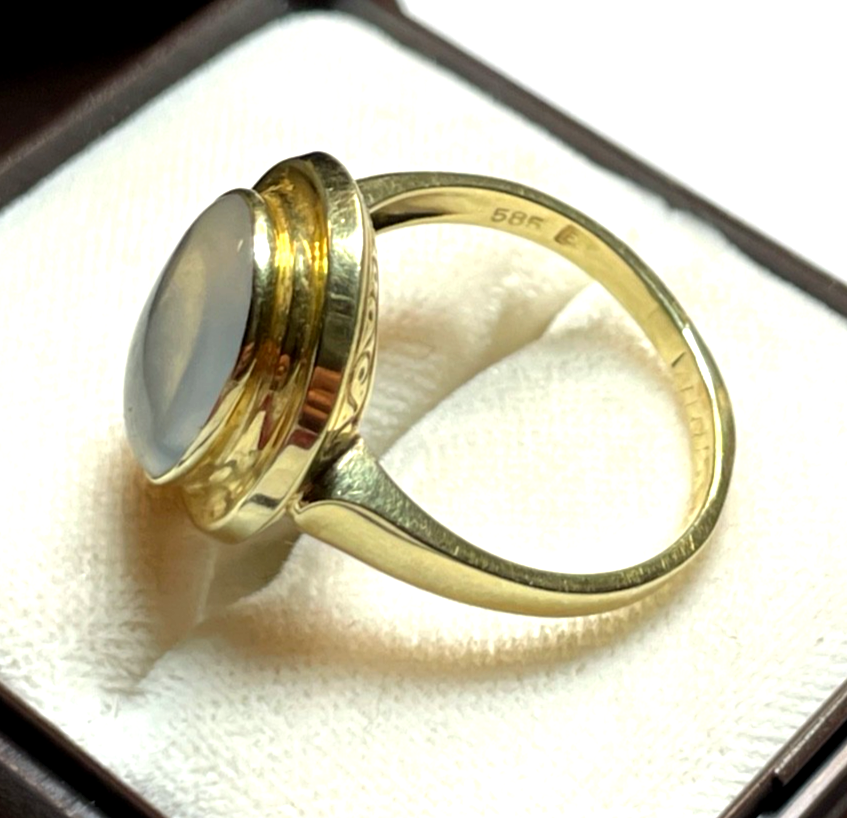 Antik aparter 585 Gold 14 K Ring mit Top Mondstein elegant RG 58 Ø 18,5 mm9