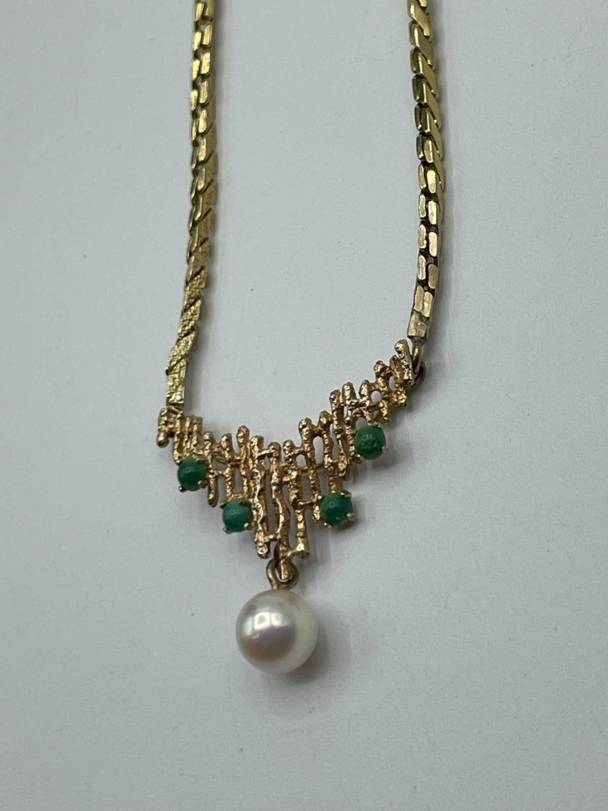 333 Gold 8 K solide Juwelier Halskette Collier 1 Akoya Perle 4 Türkis + Verlänge5