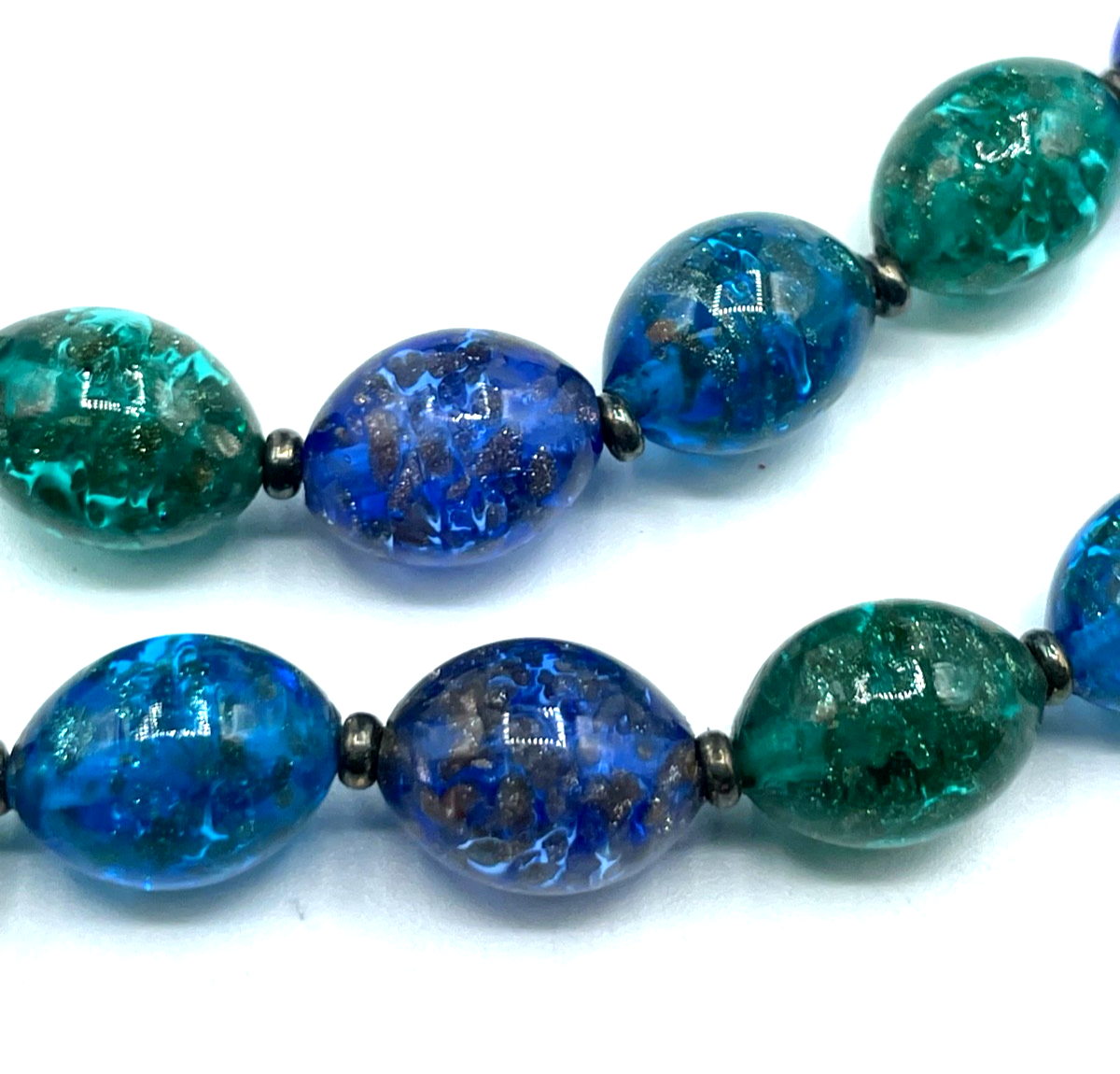 Aparte vintage Murano Glas Halskette 925 Silber vergold. L 44,5-49,5 cm B 10 mm3