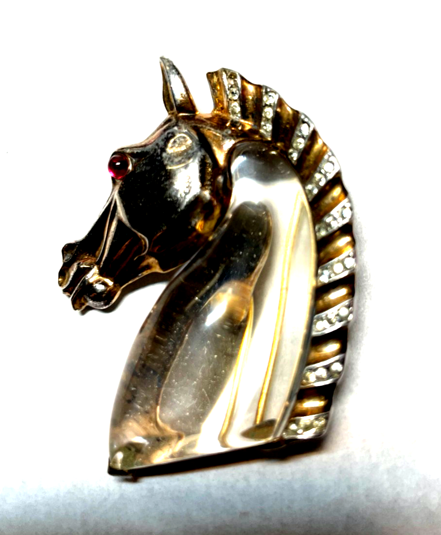 Vintage Trifari Jelly Belly Pferdekopf Brosche Sterling Alfred Philippe 19405