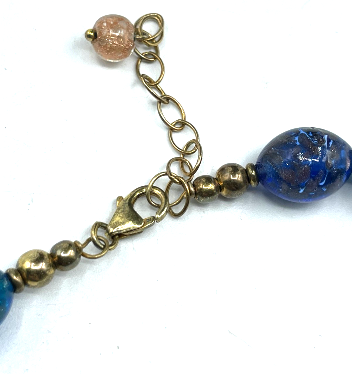 Aparte vintage Murano Glas Halskette 925 Silber vergold. L 44,5-49,5 cm B 10 mm2