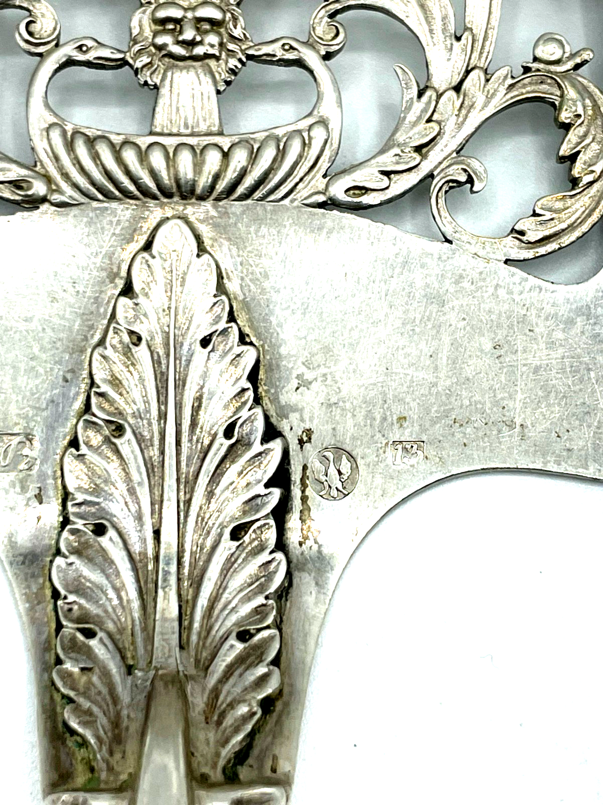 Antiker Fisch o Pastetenheber 13 Lot Silber Stadtmarke Heilbronn vor 1880 L 33cm3