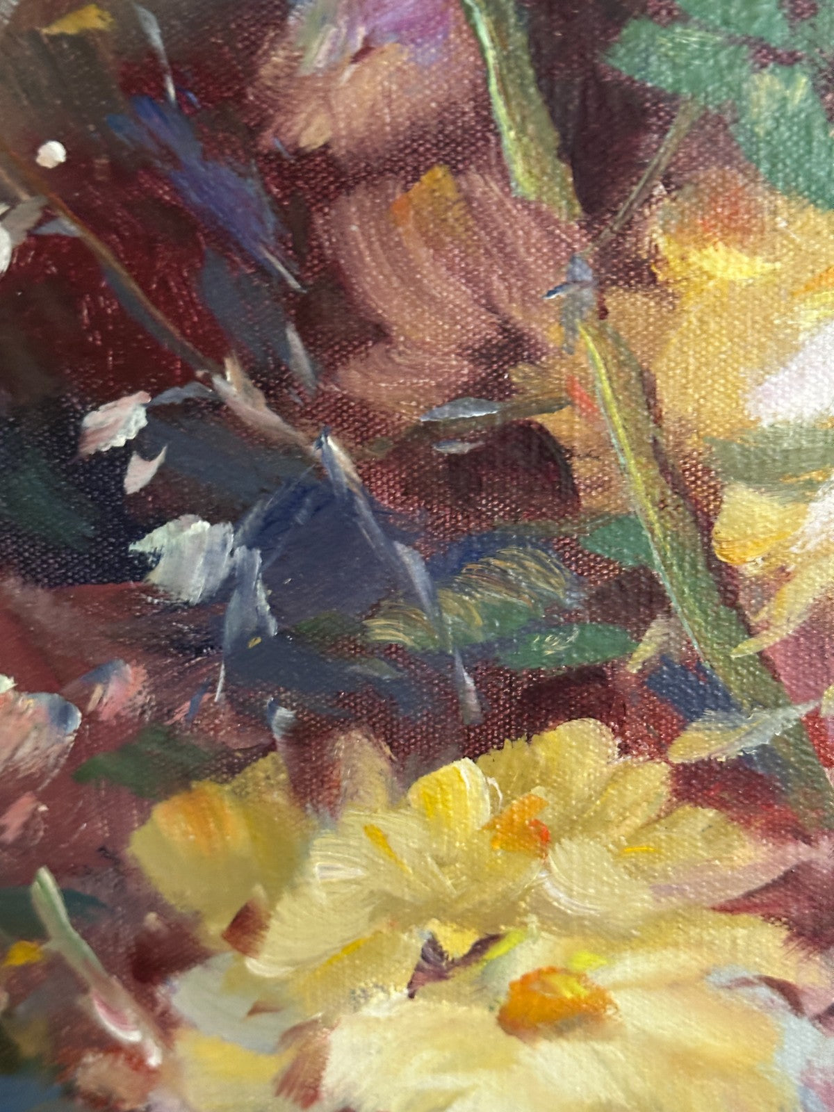 Roger San Miguel - Impressionismus Blumenstrauß - Öl auf Leinwand - signiert6