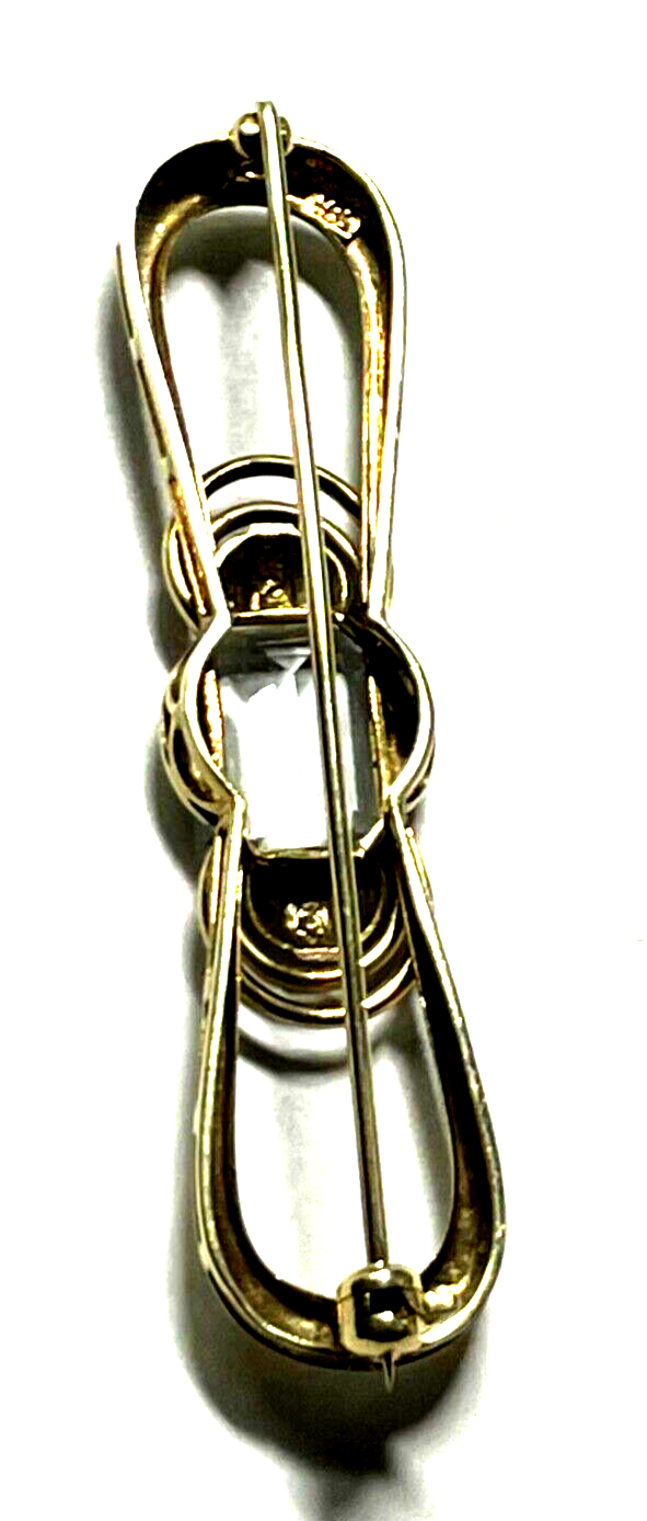 Edle 585 Gold 14 K Brosche Stabbrosche mit Aquamarin im Emerald Cut Juwelier6