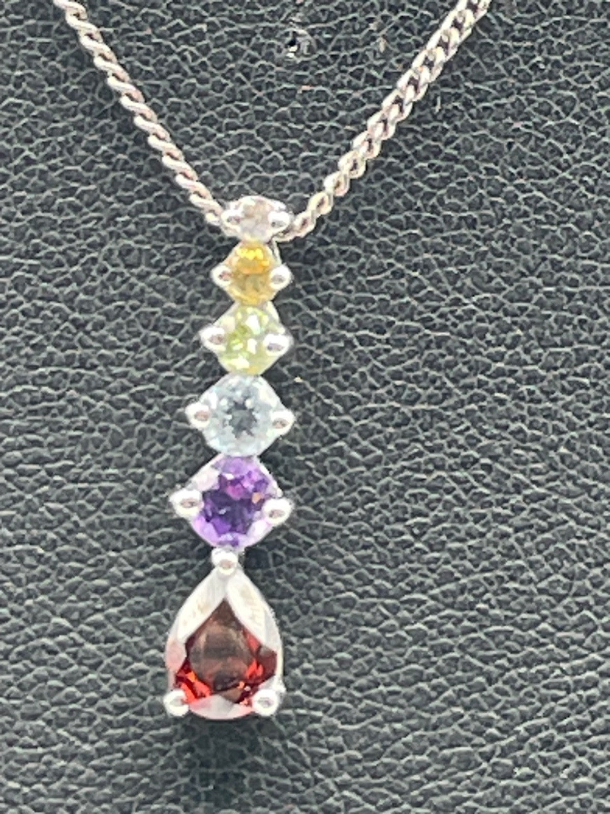 Moderner 925 Silber Anhänger mit 6 Farbsteinen an 53,5cm langer 835 Silberkette2