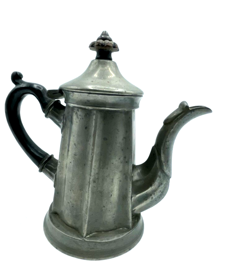 Antik kleine englische Zinnkanne mit Holzgriff um 1900 sehr dekorative Nostalgie6