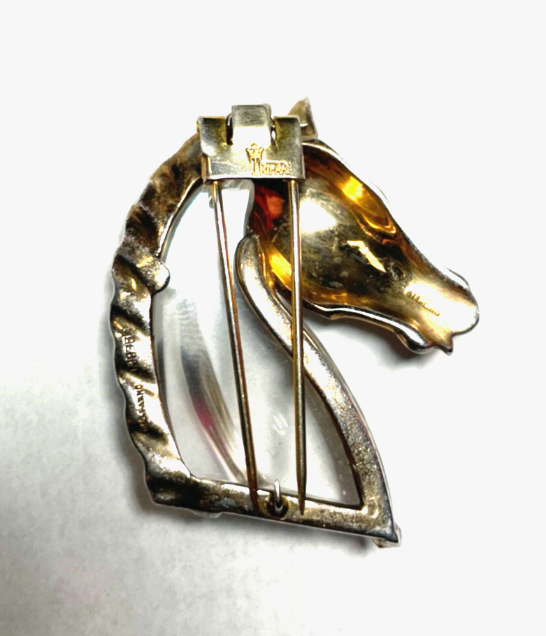 Vintage Trifari Jelly Belly Pferdekopf Brosche Sterling Alfred Philippe 19407