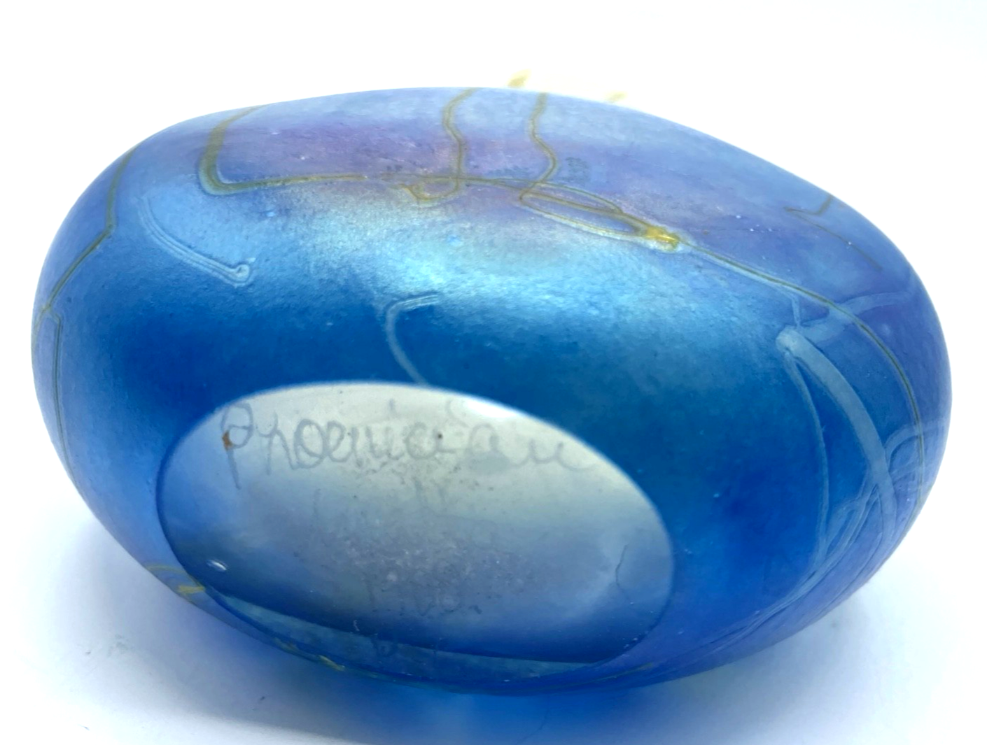 Aparte Phoenician Glass signierte Glaskunst Vase Malta 1988 P.C. H 13,5 B 12 cm8