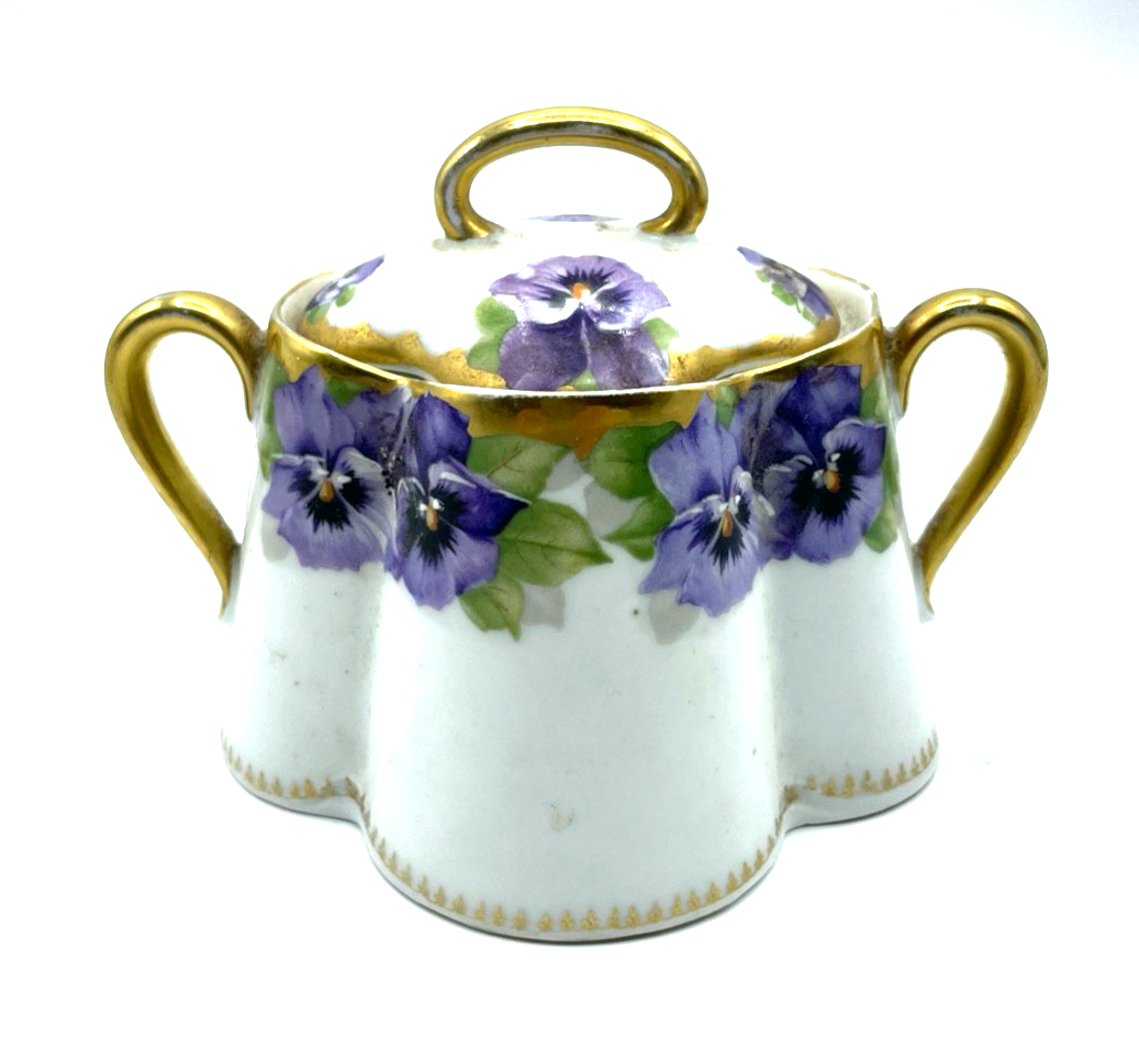 Rarität antik Rosenthal Porzellan Chrysanthéme Zuckerdose Dekor Viktoria Luise0