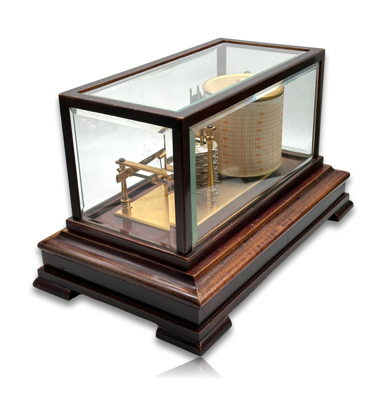 Barograph - C. Erbe Tübingen - Luftdruckmesser um 1900 - facettiertes Glas7