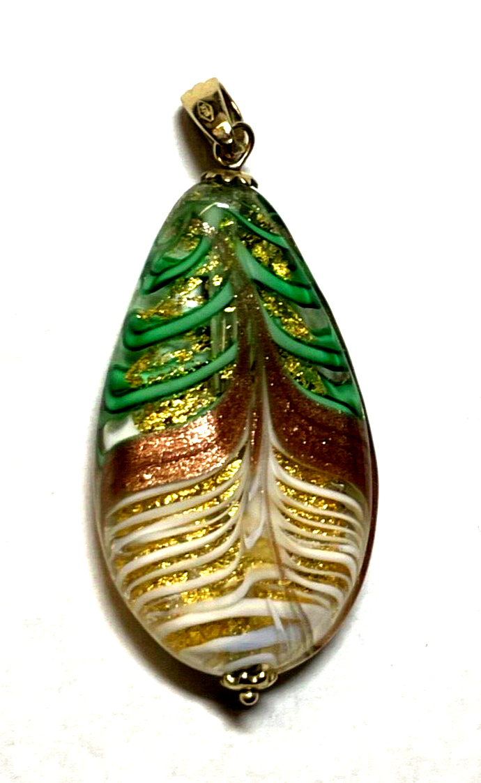 Edler 375 Gold 9 K Murano Glas Anhänger Juwelier Handarbeit gr. Amulett gepflegt1