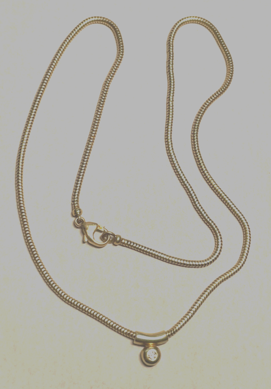 585 Gold Schlangenkette 45 cm + Gleiter Anhänger 0,1 ct. Brillant Juwelier gepfl8