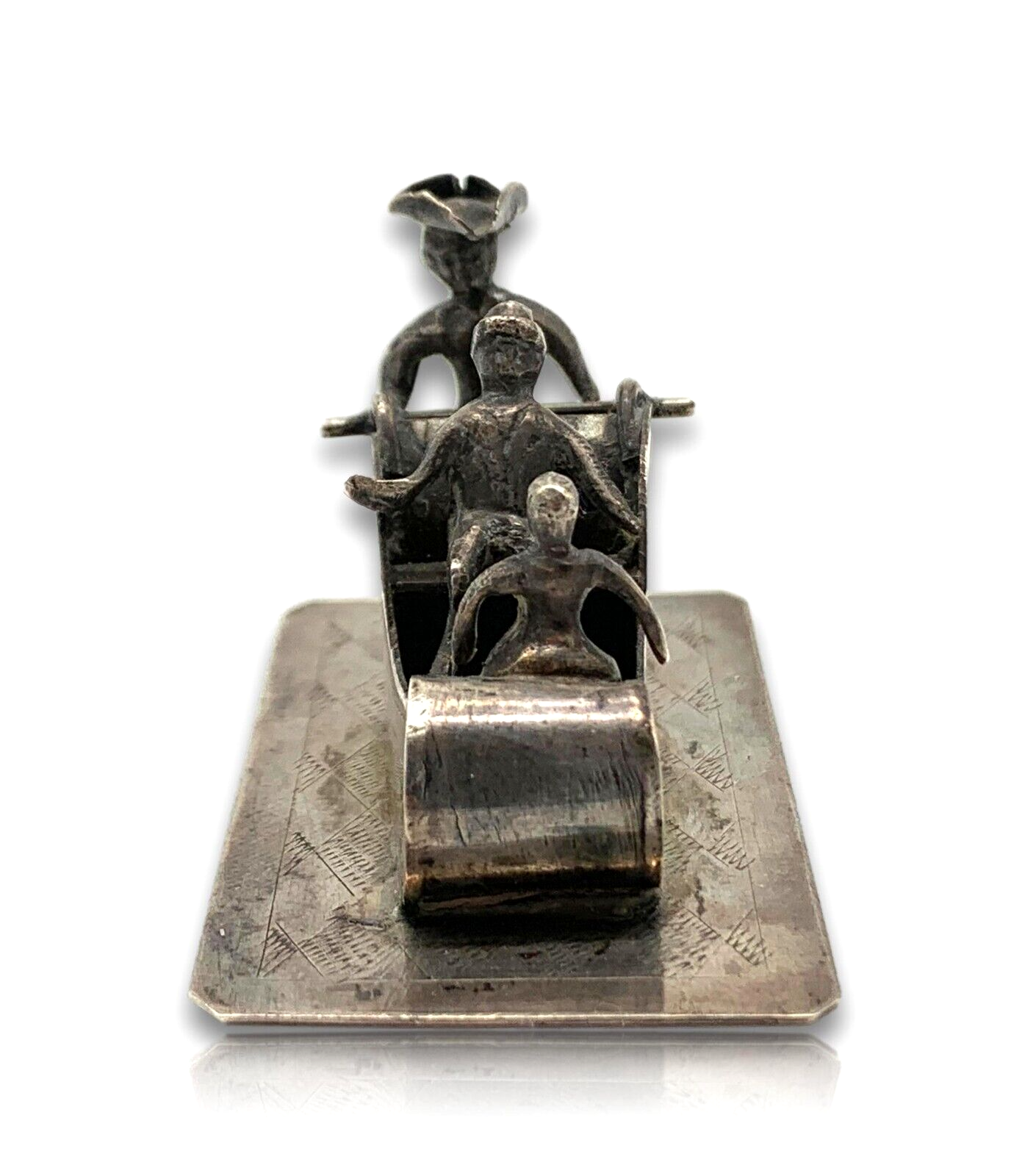 Miniatur Schlitten Schlittenfahrt Silber - Bijkamp Steenwijk Niederlande 19006