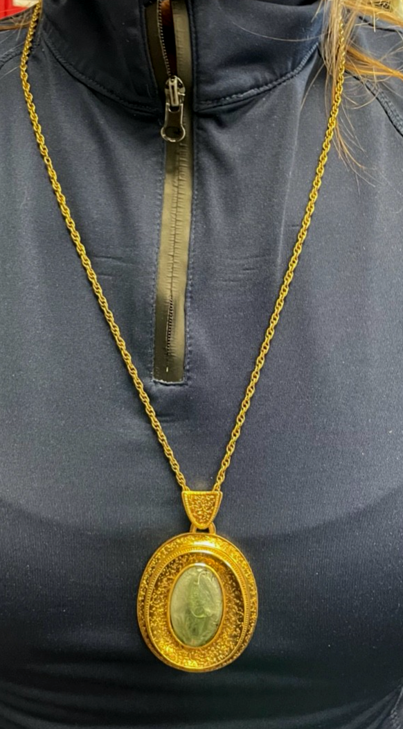 Mega Statement vintage Modeschmuck Kette + Anhänger Handarbeit top gepfl.2