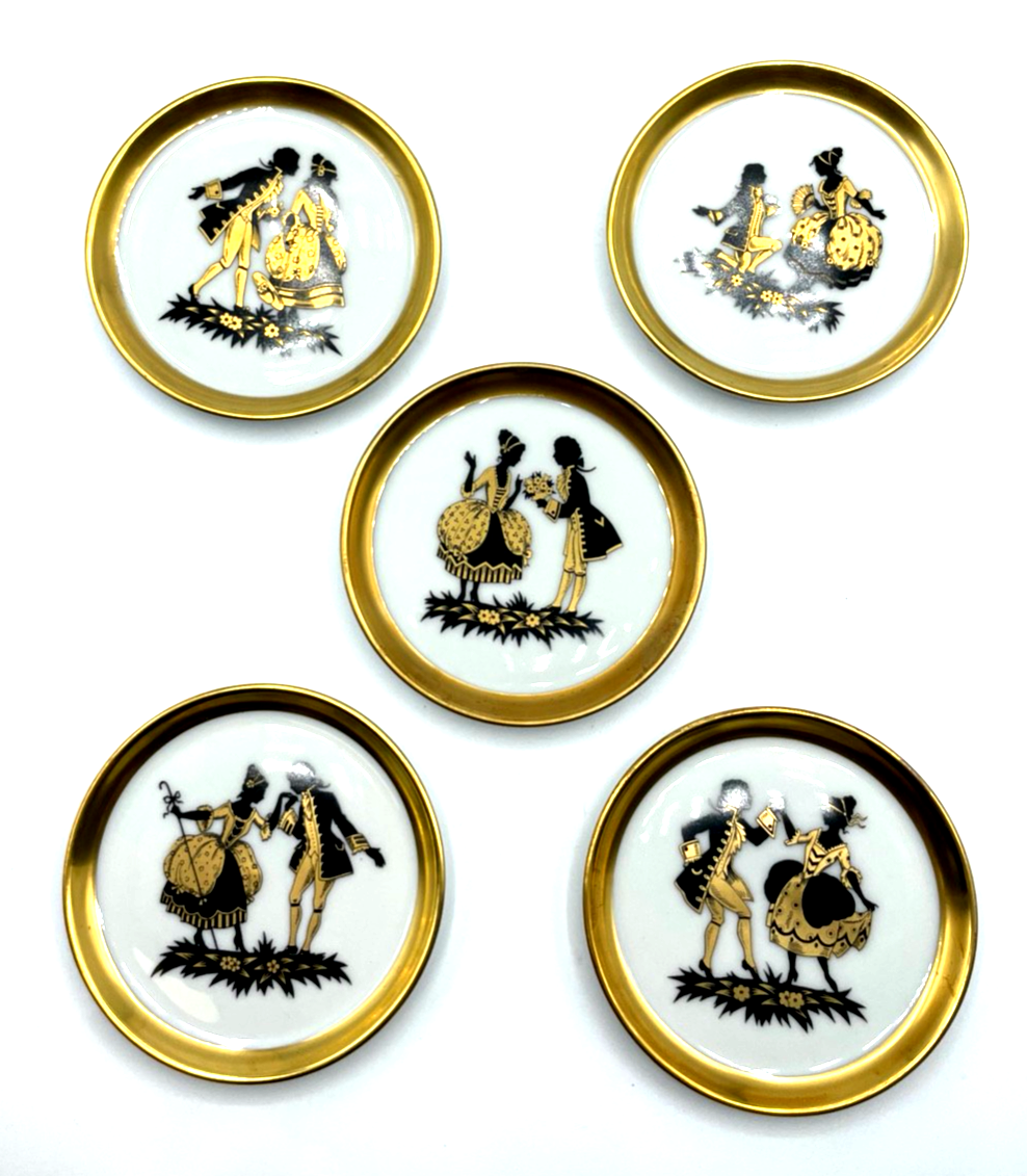 5 vintage Fürstenberg Porzellan Untersetzer Scherenschnitt Golddekor wie neu Ø101