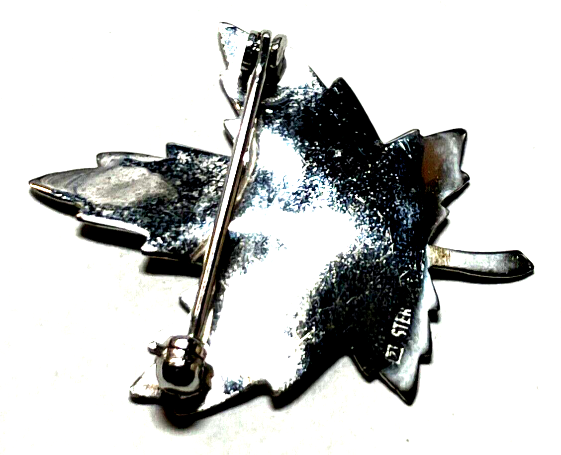 2 x Silber Brosche Anstecknadel Blatt Design feine Handarbeit Sterling 9255