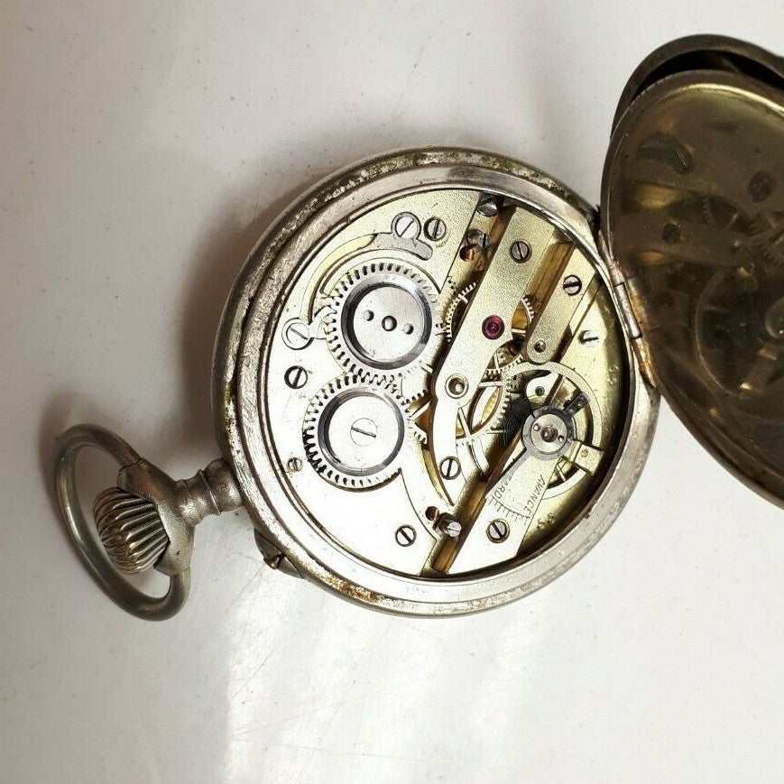 Taschenuhr um 1900 - Emaille Ziffernblatt - Kronen Aufzug - kleine Sekunde 5