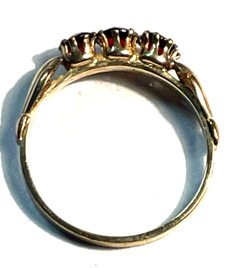 Solider 333 Gold 8 K antik Ring Rotgold 3x Granat RG 52 Ø 16,5 mm gepflegt11