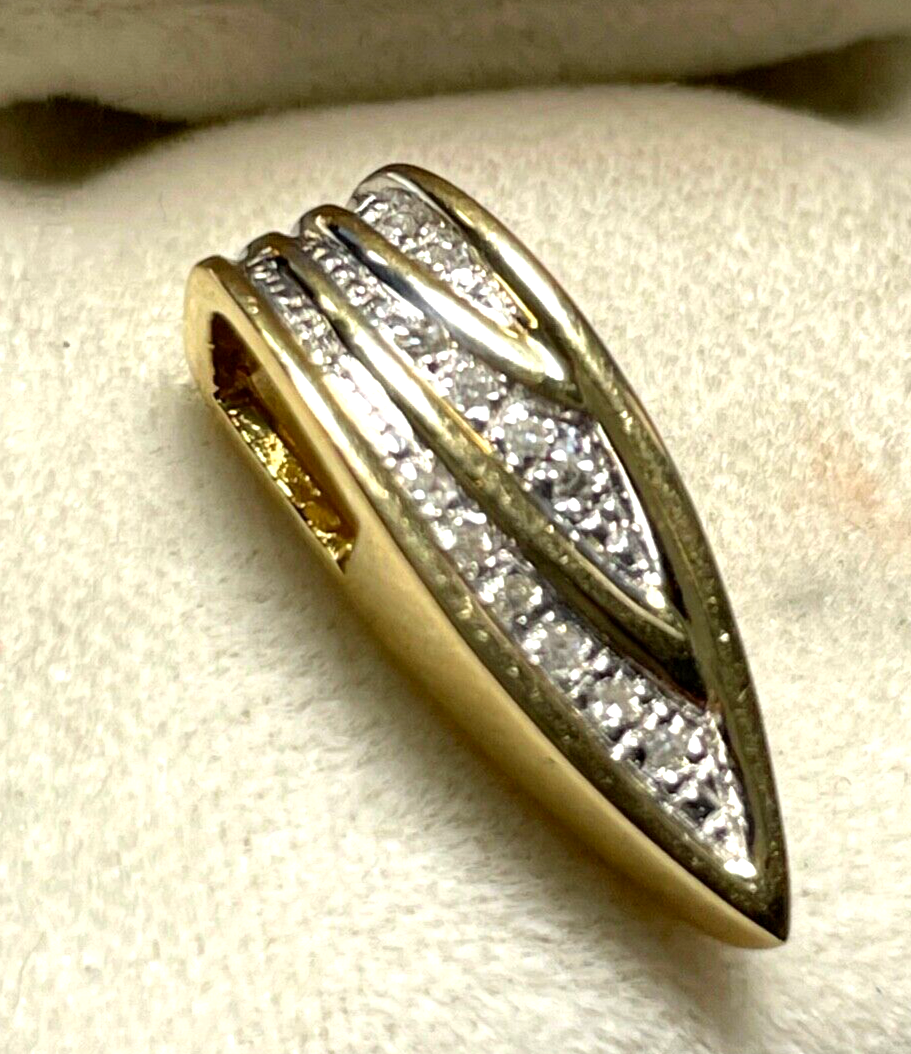 Eleganter 585 Gold 14 K Gold Gleiter Schieber Anhänger 12 Diamanten Juwelier1