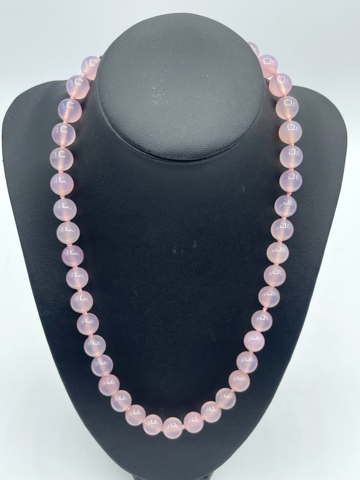 AAA Qualität Rosenquarz Kugelkette mit 925 Silber Karabiner Ø 10 mm L 44 + 4 cm2