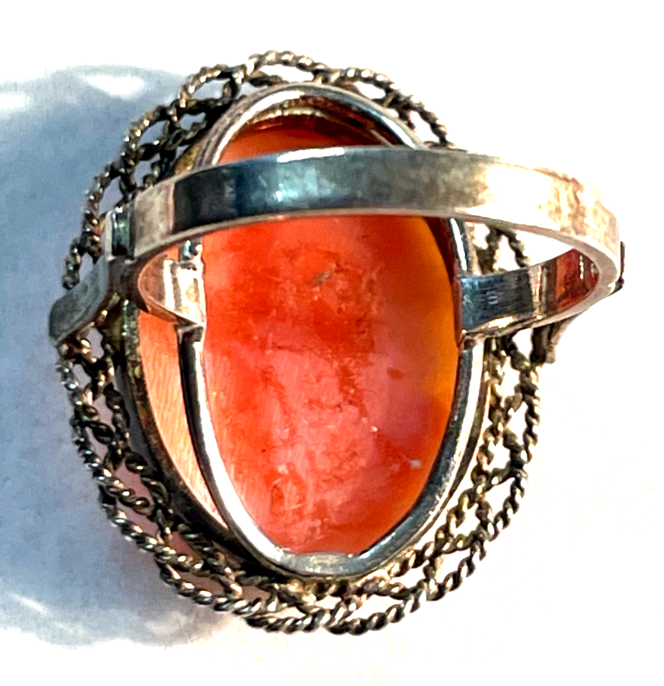 Vintage Gemme Handgeschnitten Cameo Ring 925 Silber RG 54 Ø 17 mm Handarbeit3