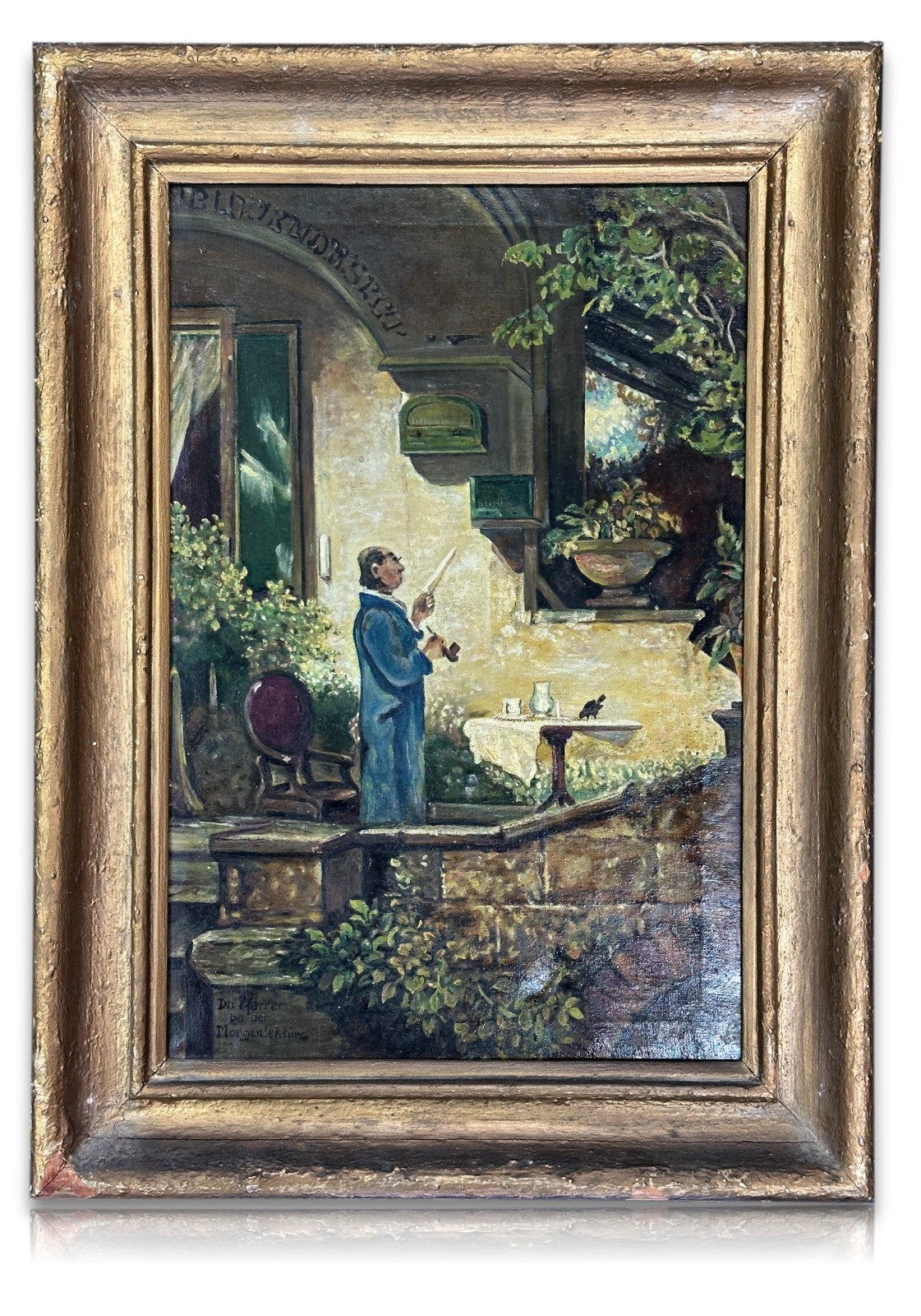 Der Pfarrer bei der Morgenlektüre –  Carl-Spitzweg-Kopie - signiert 'A. Bengs'0