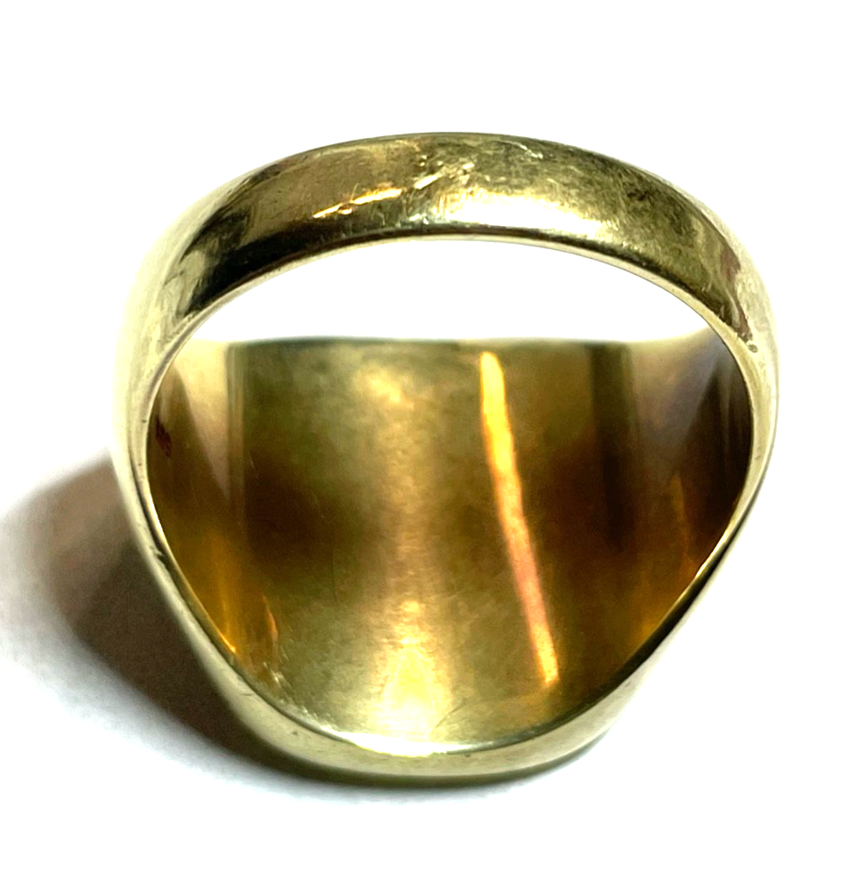 585 Gold 14 K Herrenring Ring Siegelring Lagenstein GA o AG Ø 22 mm RG 69 gepfl.2