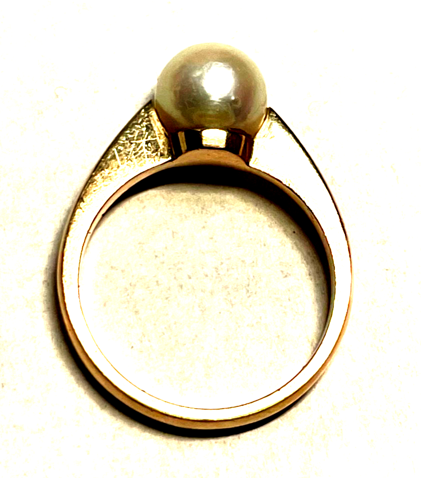 Solider zeitloser 585 Gold 14 K Ring 18 mm RG 57 Akoya Perle Rosegold Juwelier5