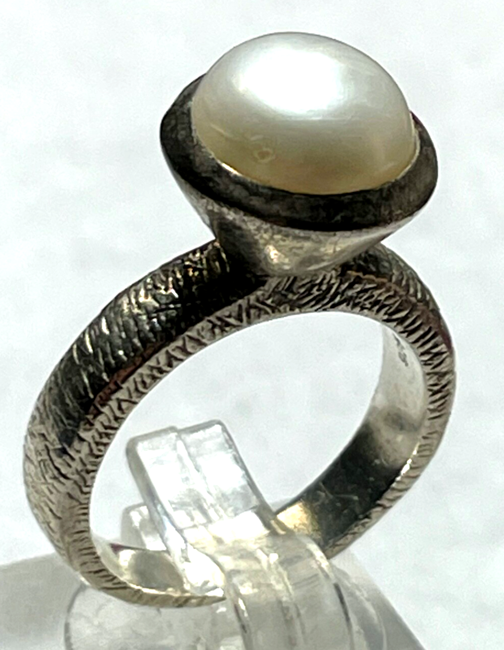 925 Silber Designer Ring mit Halbperle Perle Ø 16,2 mm RG 51 solide Qualität1