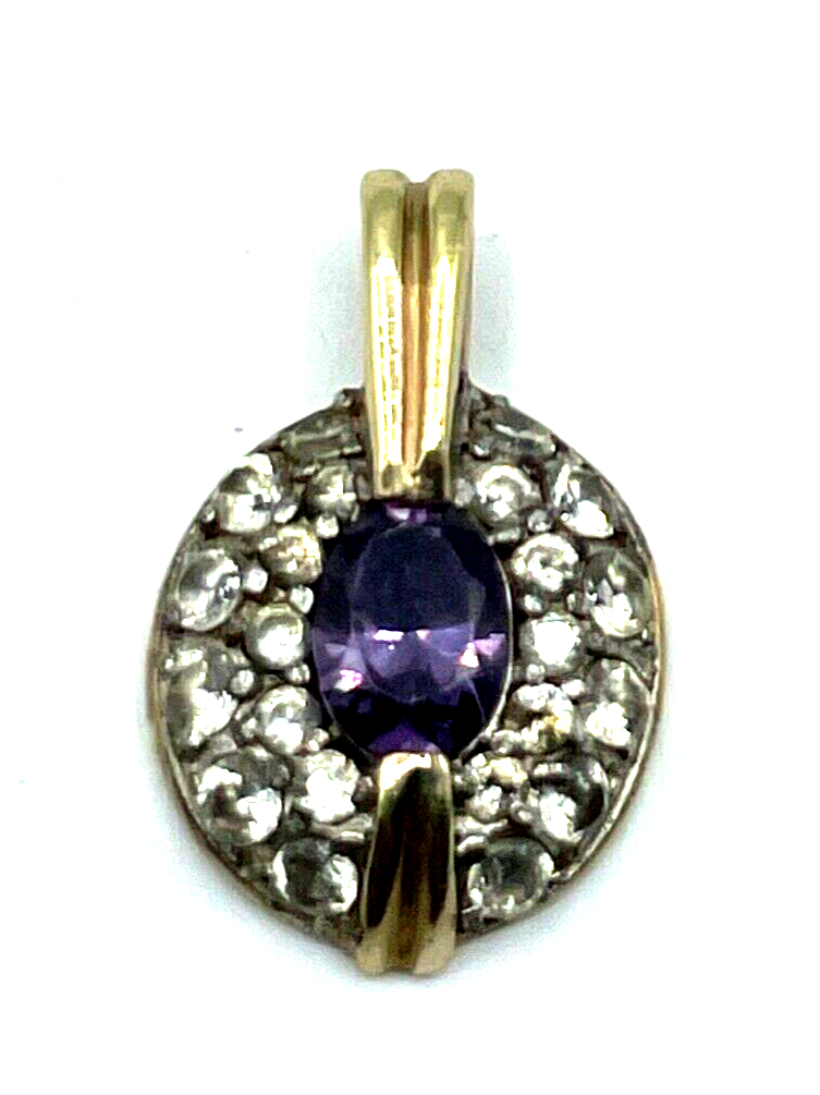 925 Silber vergoldet graziler klassischer Anhänger Amethyst Zirkonia sehr gepfl.4